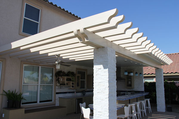 shade structure covers outdoor living area