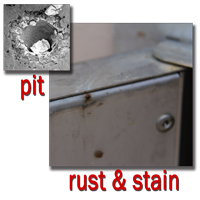 pits and stains